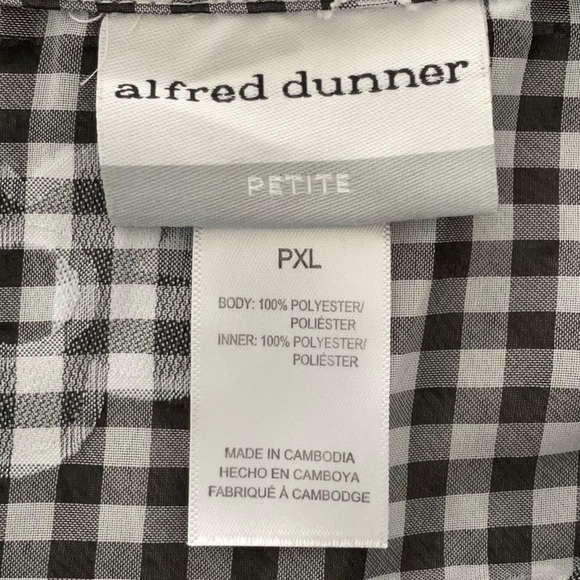 ALFRED DUNNER Women’s Top Black White Check w/Embroidered Flowers Size PXL NWOT - Picture 2 of 5